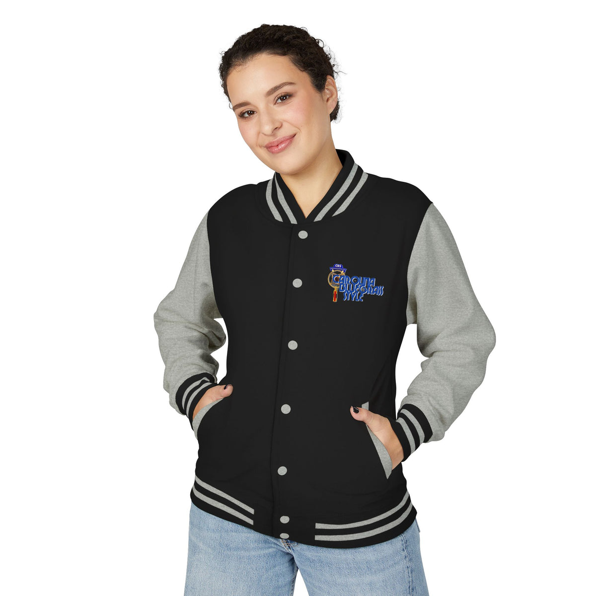 Retro Cheerleader Letterman Jacket — 'Cheer Squad' Embroidered Varsity Jacket