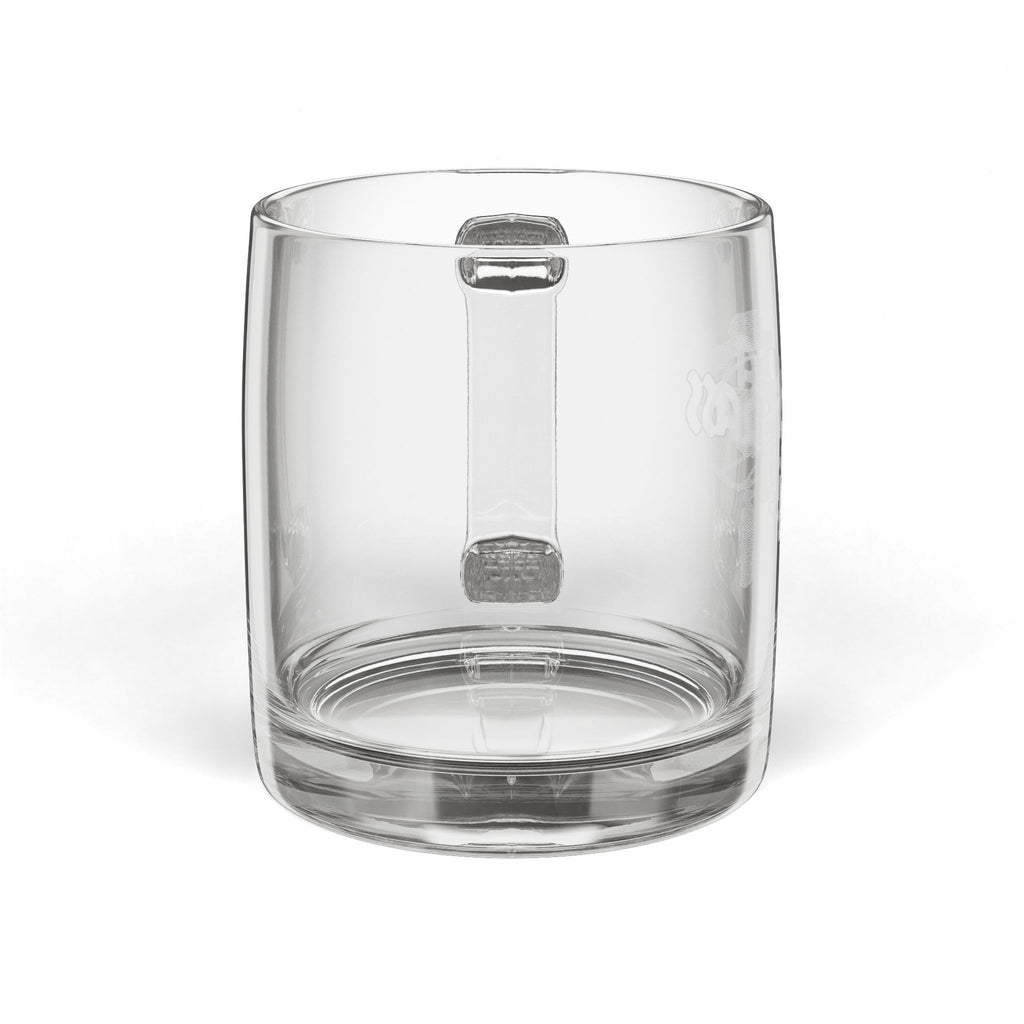 Engraved Glass Coffee Mug — 12.25oz Clear Crystal Mug with Handle
