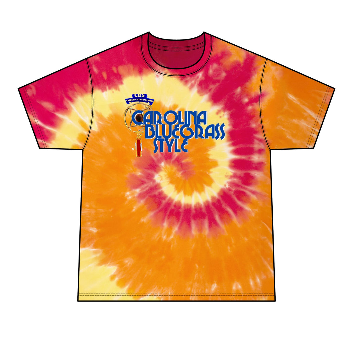 Carolina Bluegrass Style Tie-Dye Tee — Men’s Black Spiral Band T‑Shirt