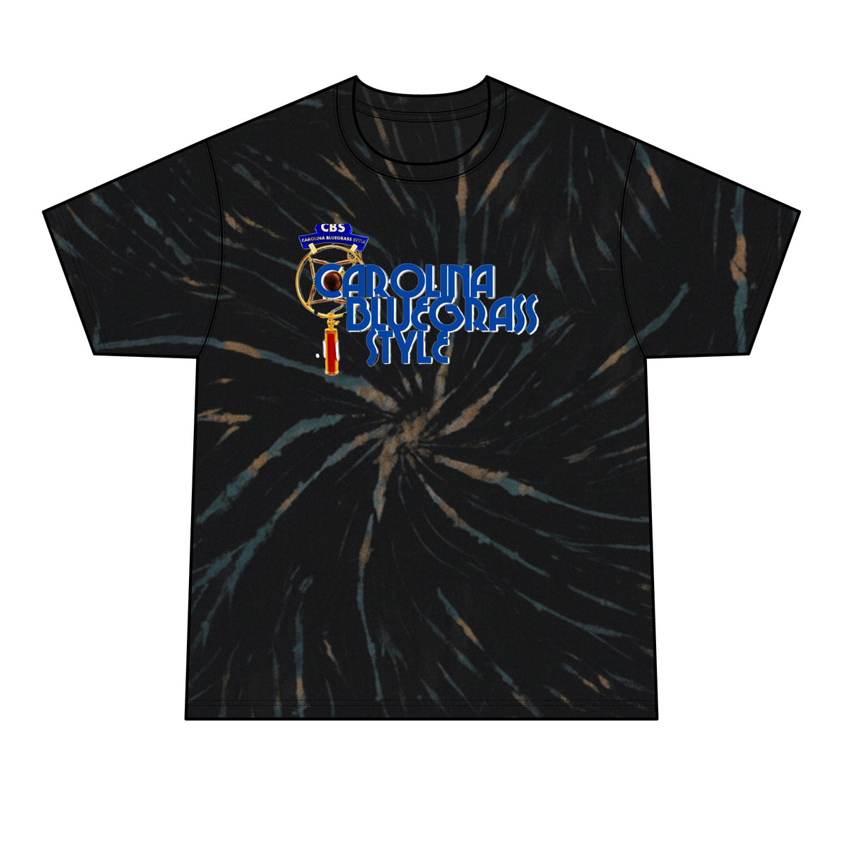 Carolina Bluegrass Style Tie-Dye Tee — Men’s Black Spiral Band T‑Shirt