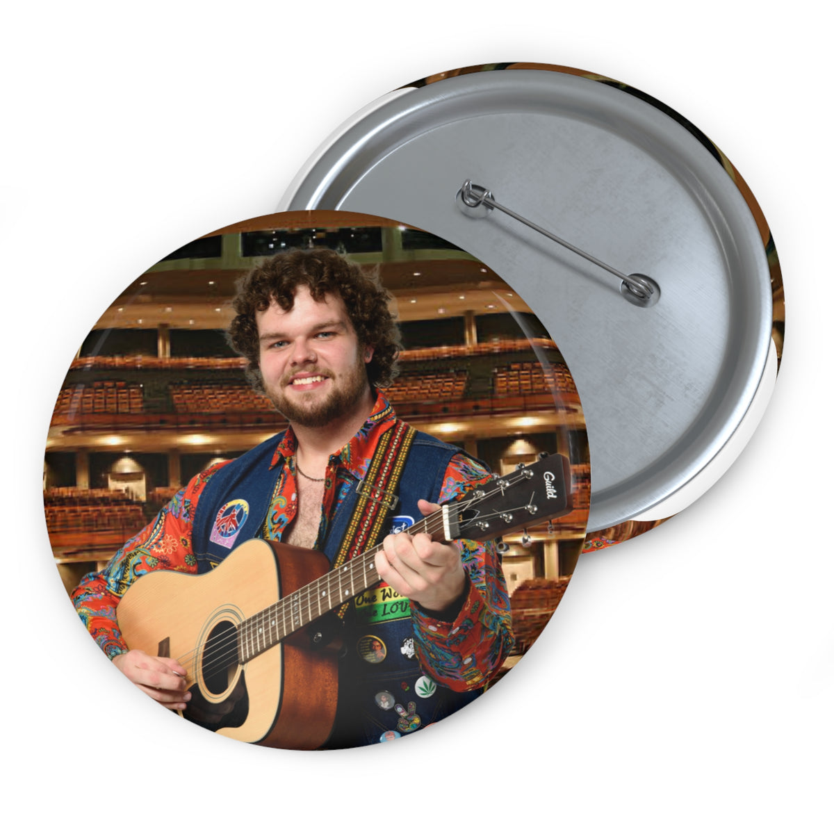 Custom Photo Pin Button — Personalized Musician Picture Badge for Jackets & Bags