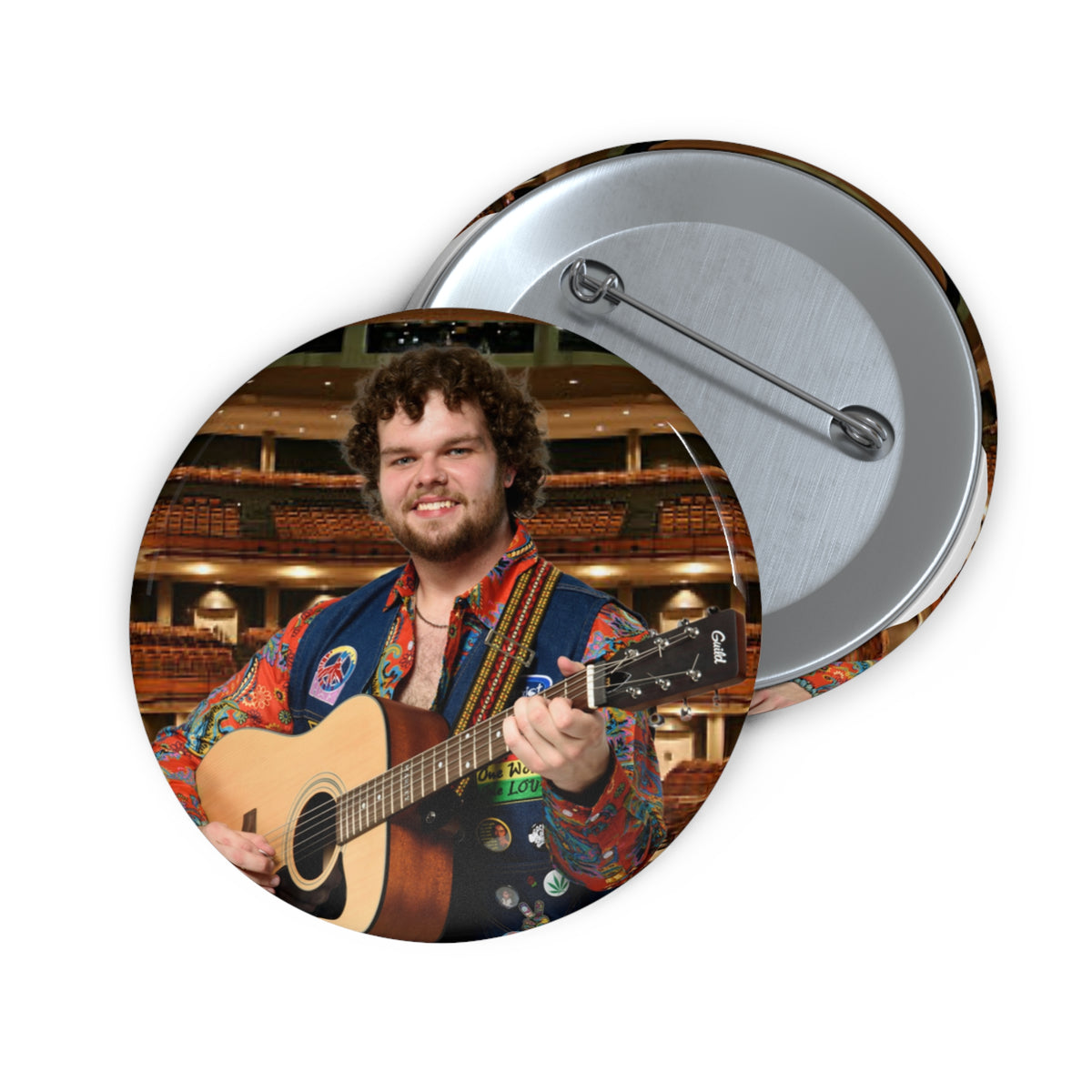Custom Photo Pin Button — Personalized Musician Picture Badge for Jackets & Bags
