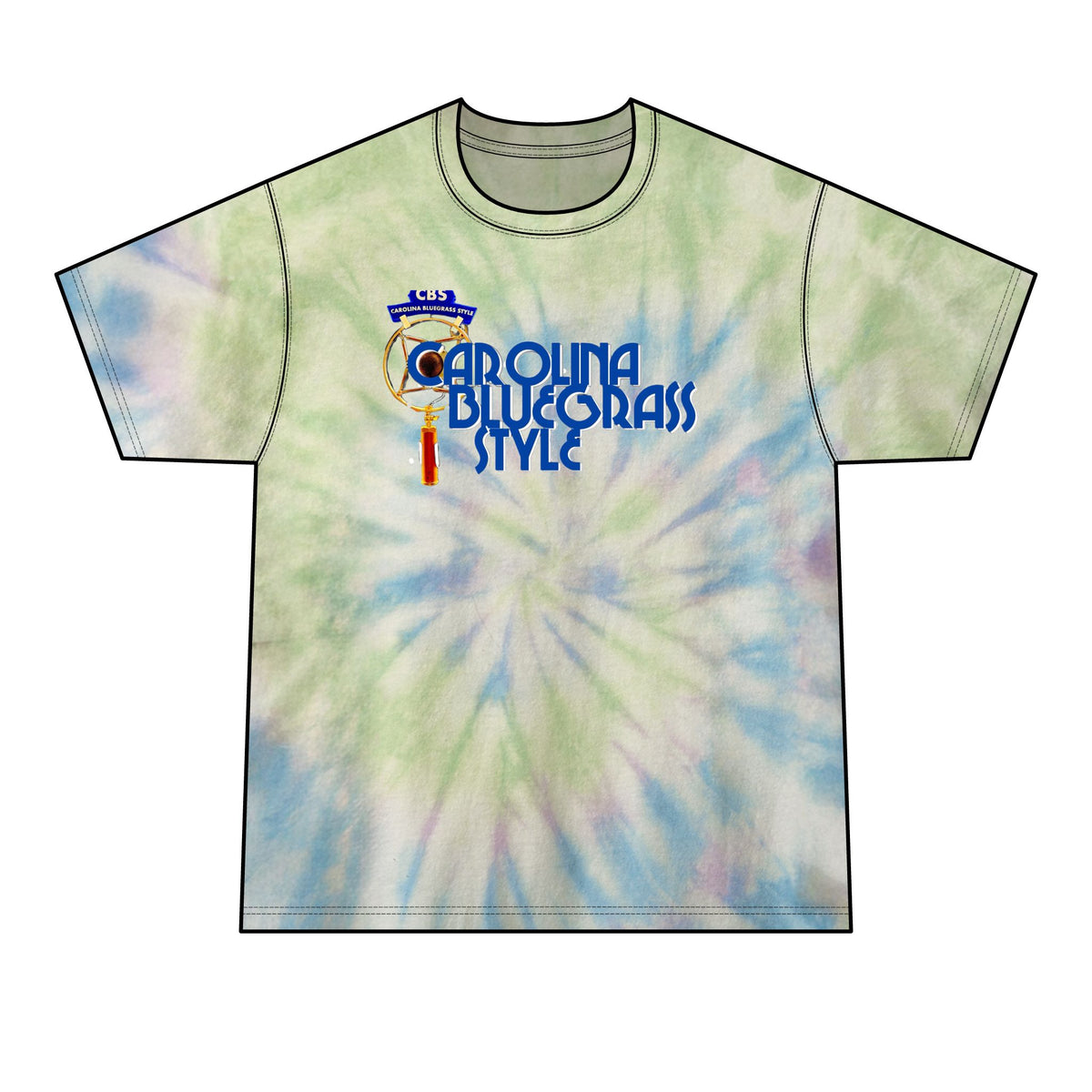 Carolina Bluegrass Style Tie-Dye Tee — Men’s Black Spiral Band T‑Shirt