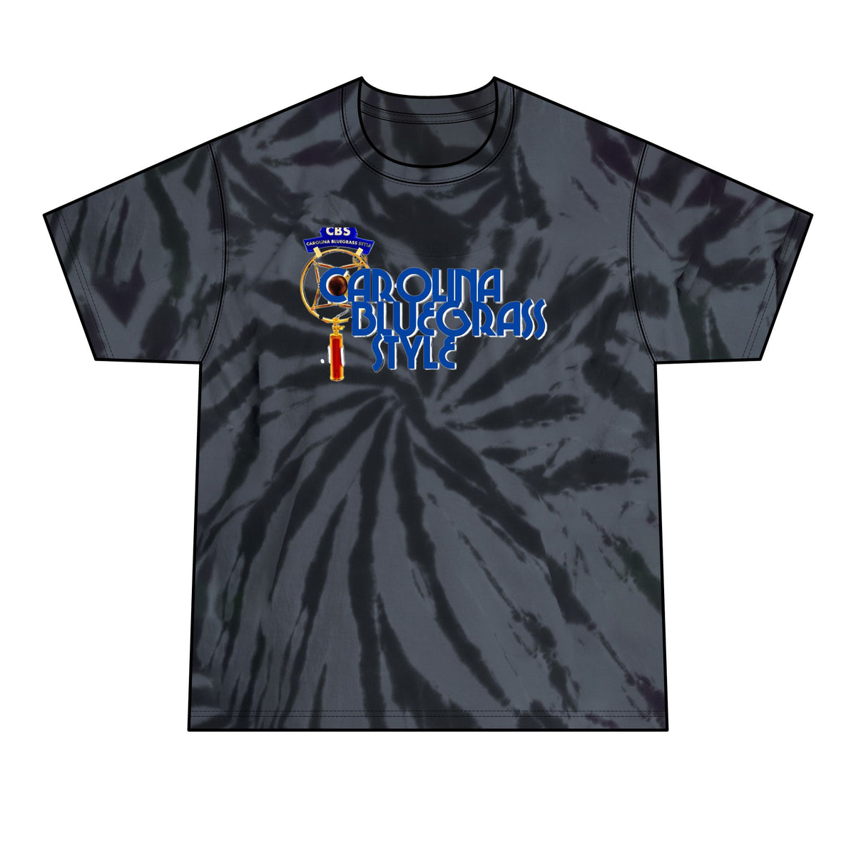 Carolina Bluegrass Style Tie-Dye Tee — Men’s Black Spiral Band T‑Shirt