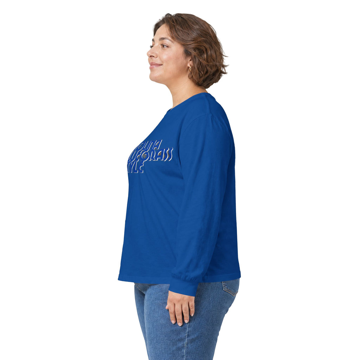 Bluegrass Style Long Sleeve Tee — "Crown Bluegrass Style" Graphic