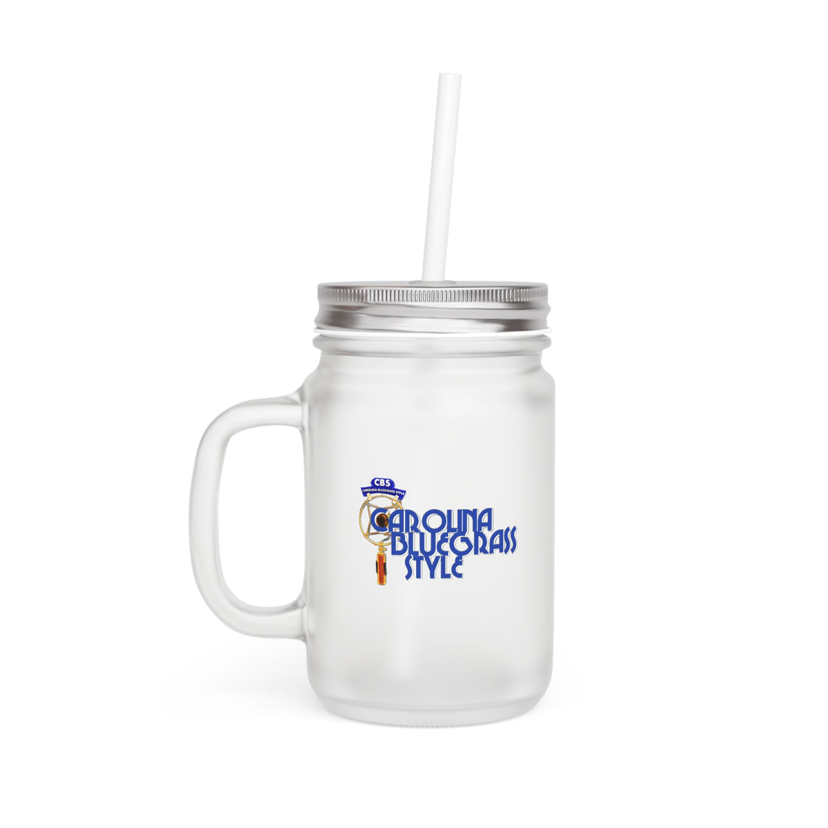 Carolina Bluegrass Style Mason Jar Tumbler with Straw — Rustic Music Lover Drinkware