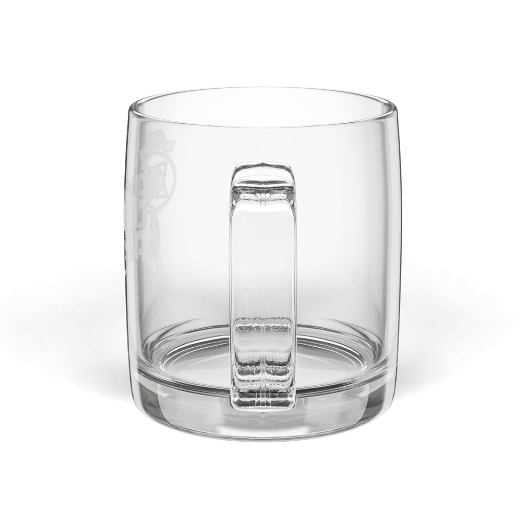 Engraved Glass Coffee Mug — 12.25oz Clear Crystal Mug with Handle