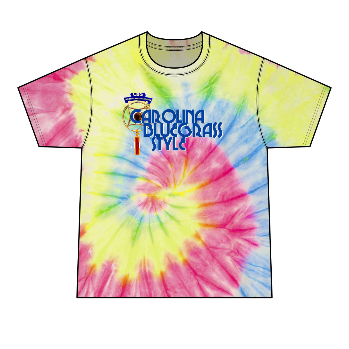 Carolina Bluegrass Style Tie-Dye Tee — Men’s Black Spiral Band T‑Shirt