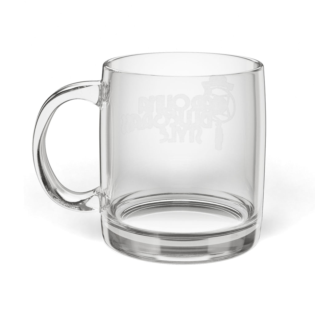 Engraved Glass Coffee Mug — 12.25oz Clear Crystal Mug with Handle
