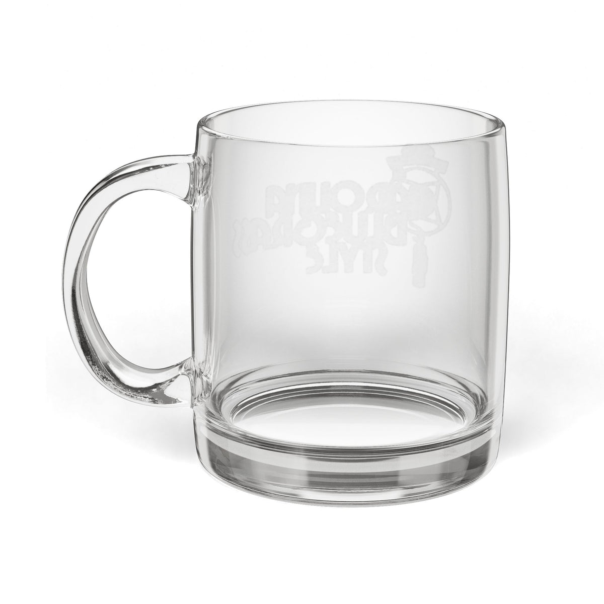 Engraved Glass Coffee Mug — 12.25oz Clear Crystal Mug with Handle
