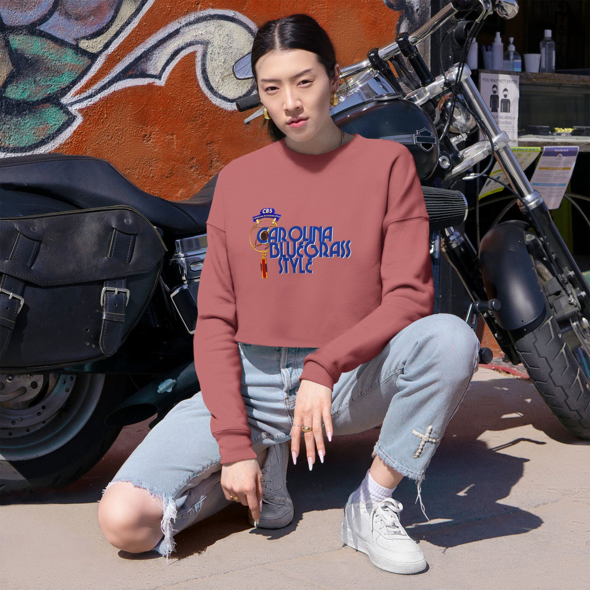 Cropped Sweatshirt — 'Carolina Bluegrass Style' Graphic Crop Top
