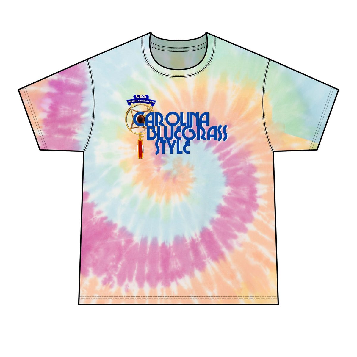 Carolina Bluegrass Style Tie-Dye Tee — Men’s Black Spiral Band T‑Shirt