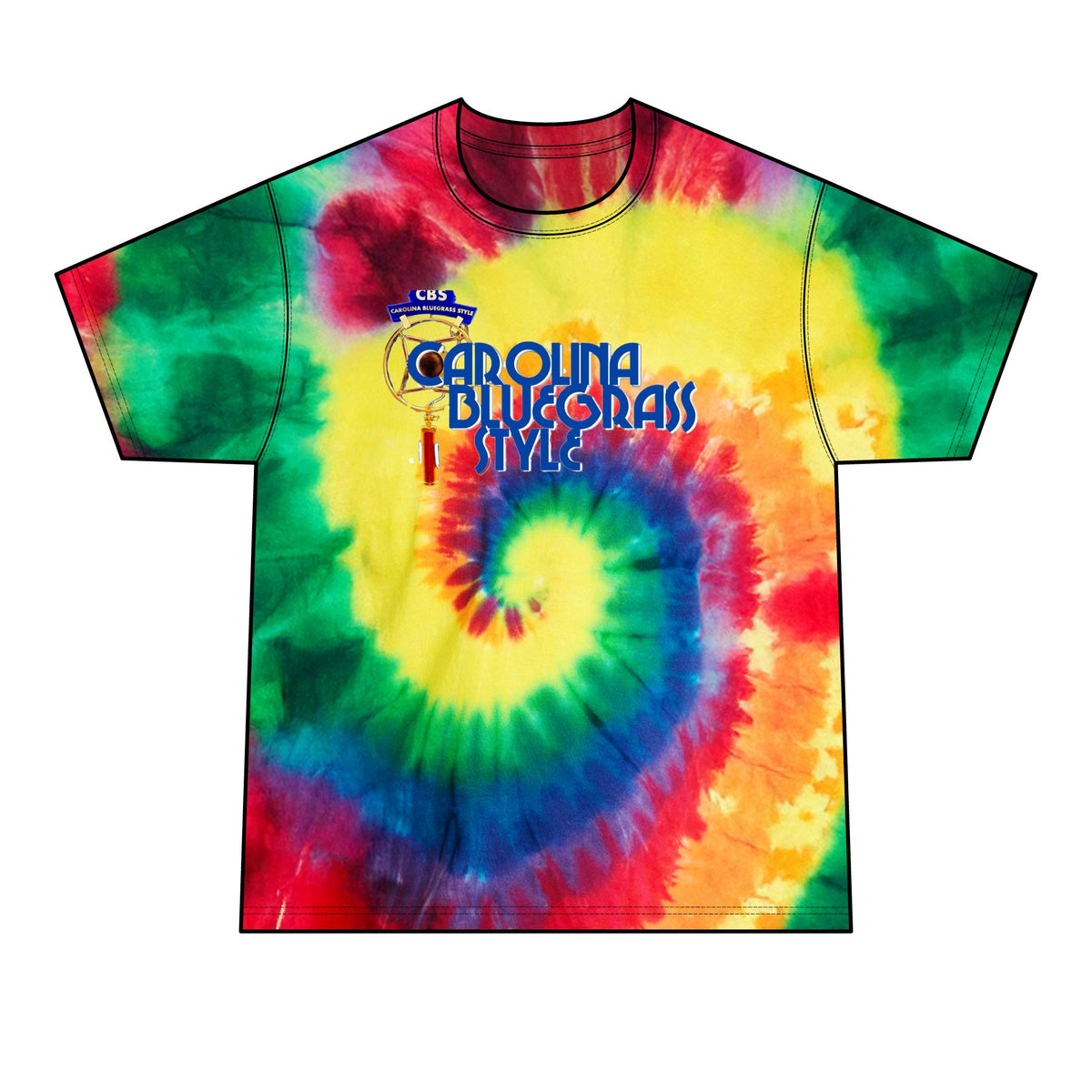Carolina Bluegrass Style Tie-Dye Tee — Men’s Black Spiral Band T‑Shirt