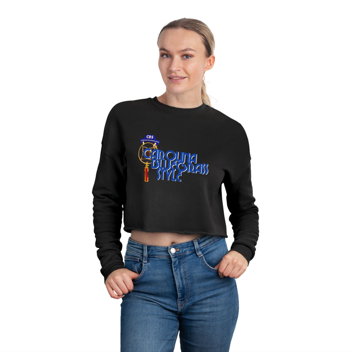 Cropped Sweatshirt — 'Carolina Bluegrass Style' Graphic Crop Top