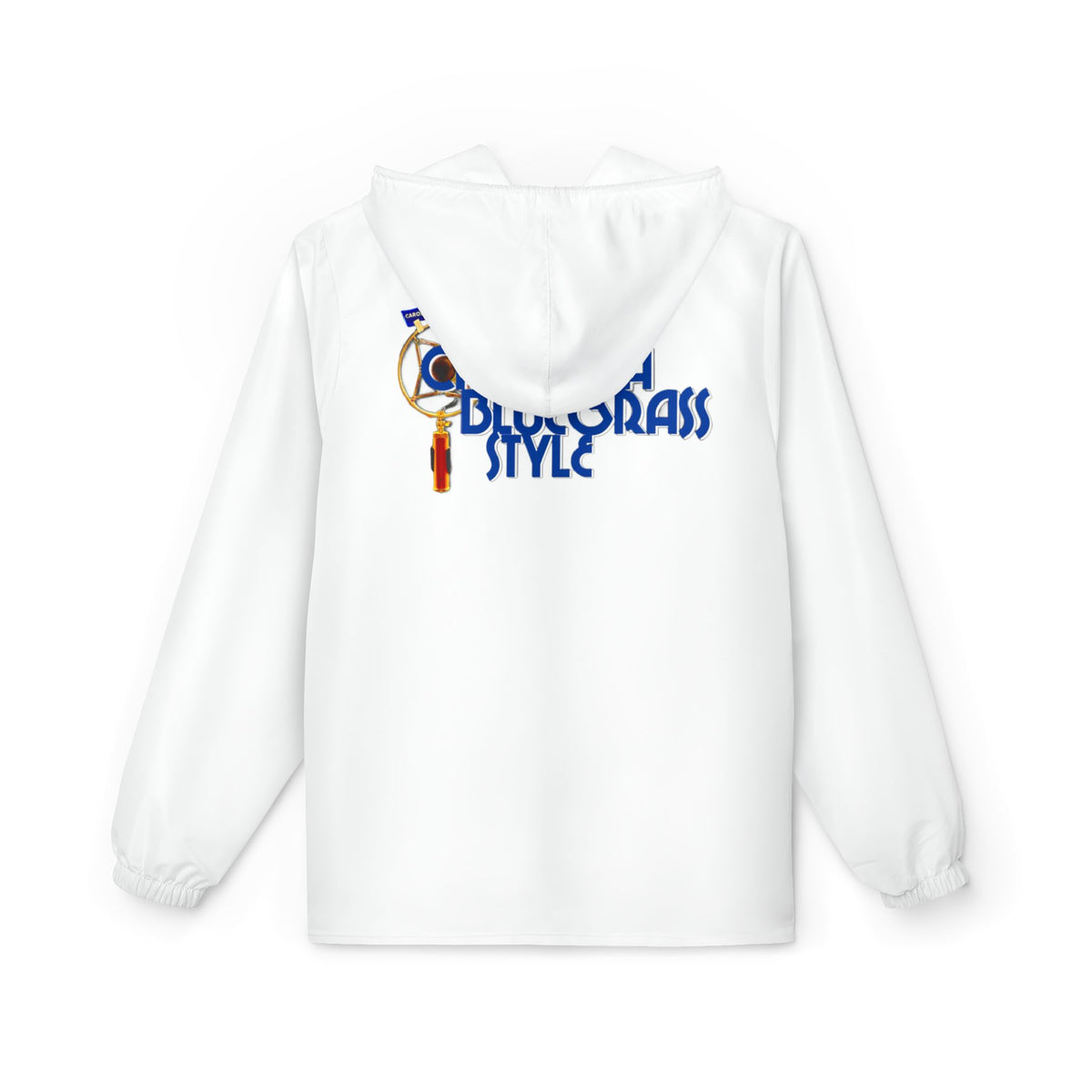 Bluegrass Style Windbreaker Jacket - Hooded Zip-Up with Banjo Graphic