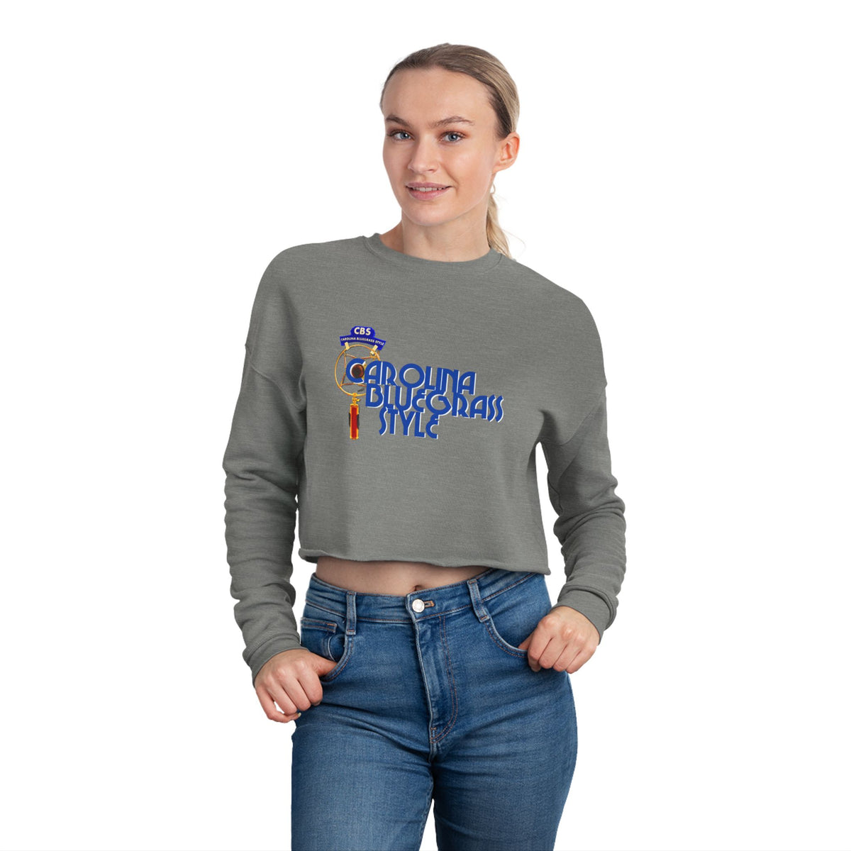 Cropped Sweatshirt — 'Carolina Bluegrass Style' Graphic Crop Top