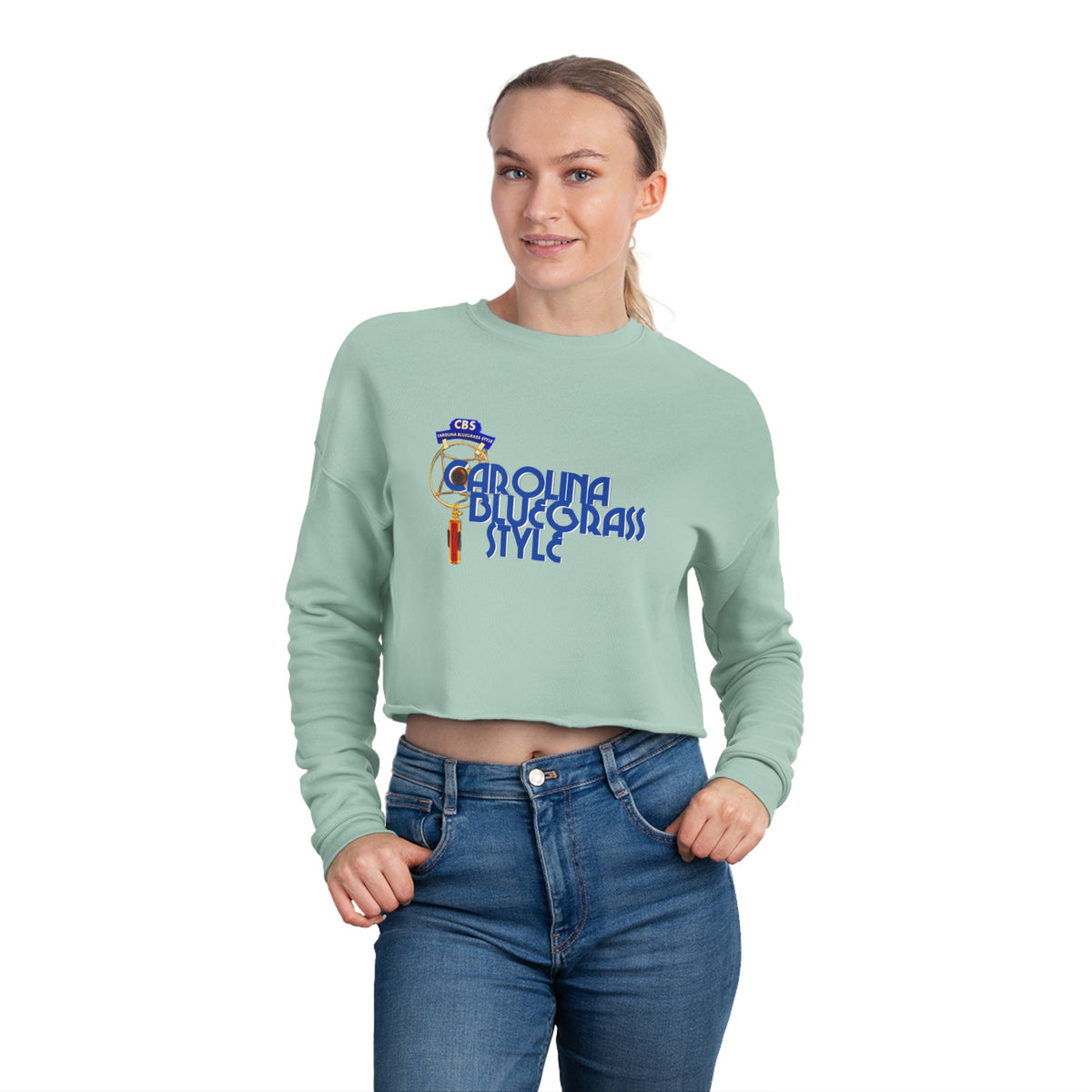 Cropped Sweatshirt — 'Carolina Bluegrass Style' Graphic Crop Top
