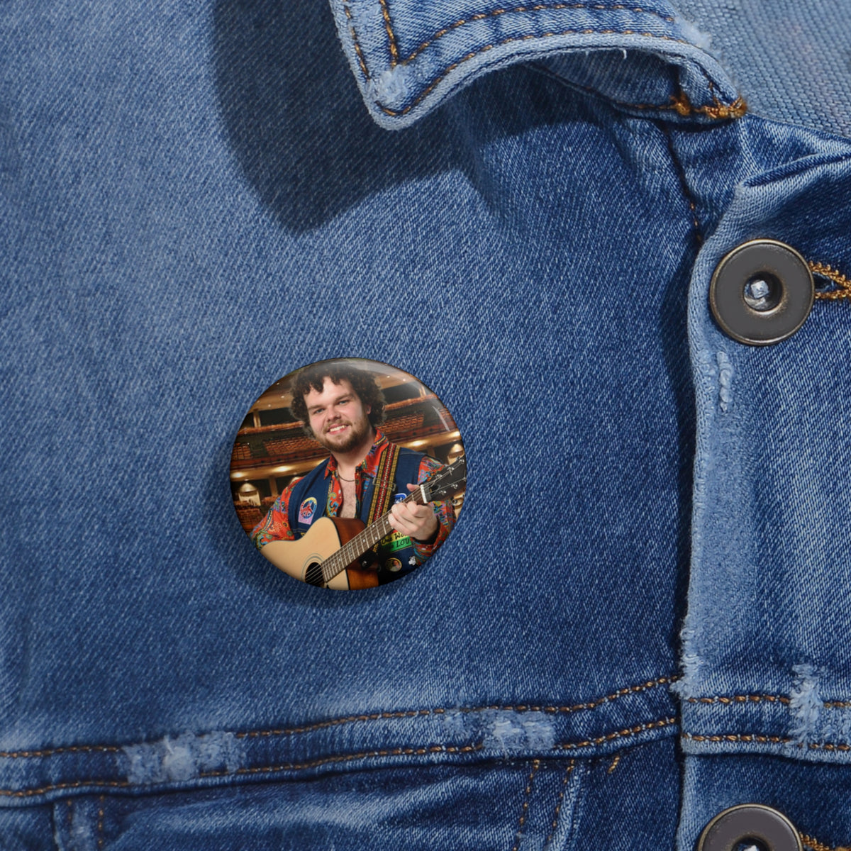 Custom Photo Pin Button — Personalized Musician Picture Badge for Jackets & Bags