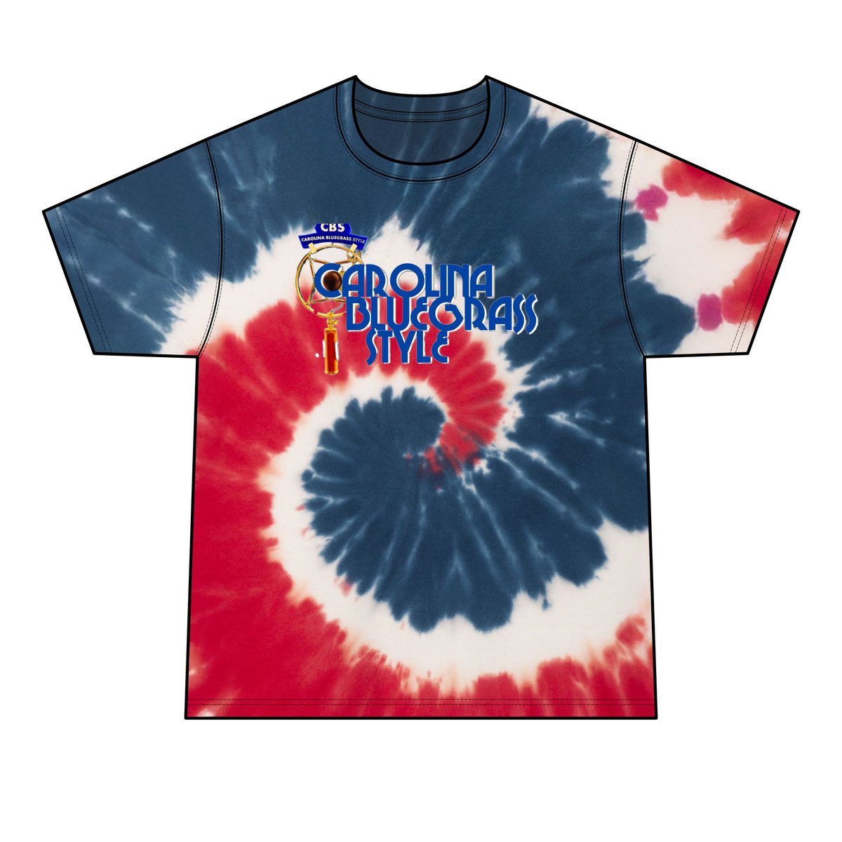 Carolina Bluegrass Style Tie-Dye Tee — Men’s Black Spiral Band T‑Shirt